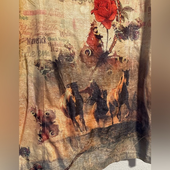 DB SPORT Jacket Size Small Longline‎ Horse Butterflies Boho Floral Vintage - Picture 8 of 9